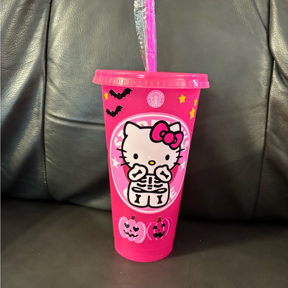 Hello Kitty Pink Skeleton Starbucks Cup